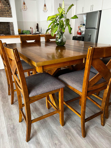 Juego Comedor Extensible, Cesarco, 6 Sillas, Madera Maciza