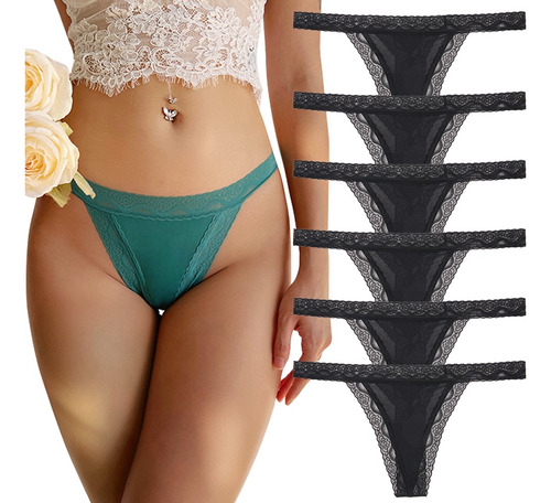 Tangas Para Mujer, Ropa Interior Con Ribetes De Encaje De Al