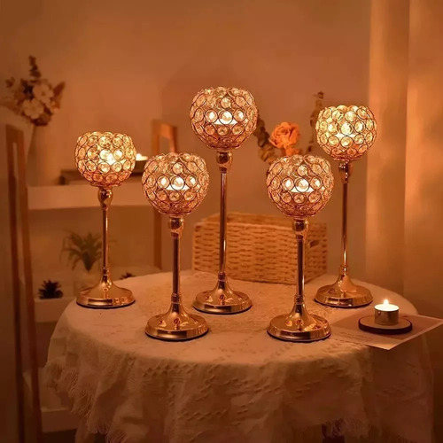 3pcs Candelabro Portavelas Cristal Adornos Boda Fiesta Plateado.
