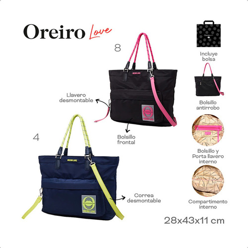 Cartera Dama Oreiro Love Cuero Pu Interior Forrado Tote