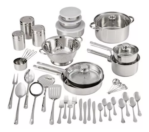 Juego de 10 piezas de acero inoxidable, juego de cocina, juego de  utensilios de cocina, juego de ollas y sartenes, marca Mainstays (1)