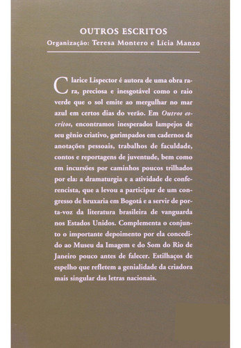 Livro Outros escritos por Clarice Lispector 1ª Edição 2005 Português Editora Rocco