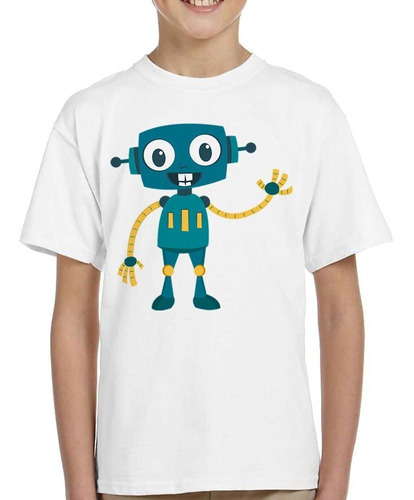 Remera De Niño Happy Robot Dibujo Caricatura