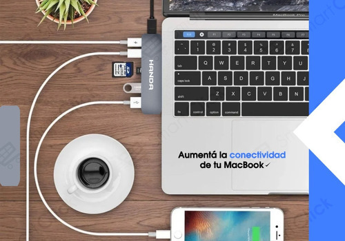 Adaptador Macbook Pro Air Hdmi Usb C Hub 3.0 4k Micro Sd 7-1 Color 1 Salida Usb C