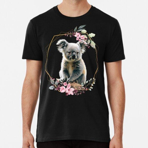 Remera Koala En Círculo De Flores Algodon Premium