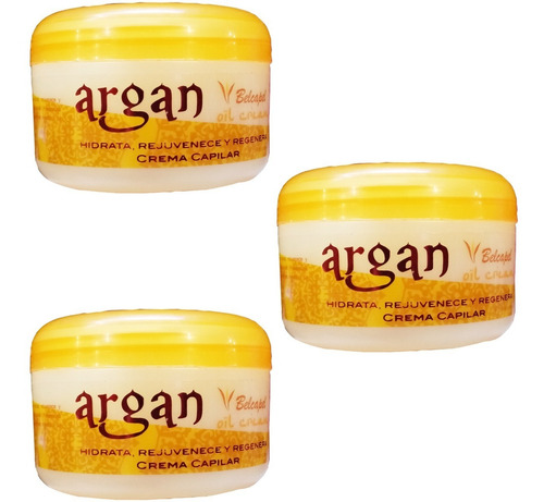 Crema Argan Belcapel 250ml Cabello Maltratado 3 Piezas