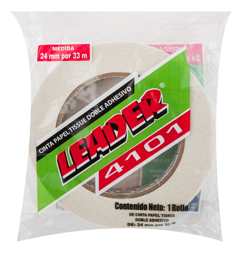 Cinta Adhesiva Doble Cara De Papel Leader 24 Mm X 33 M