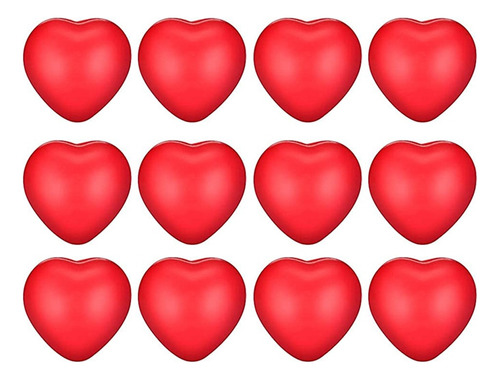 12 Bolas De Estrés Con Forma De Corazón Rojo Para El Día De