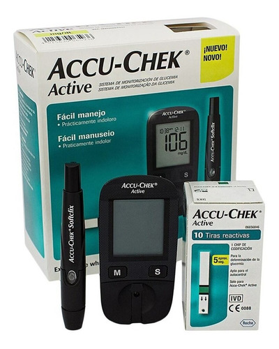 Glucómetro Accu-chek Active Kit Con 10 Tiras Y 10 Lancetas
