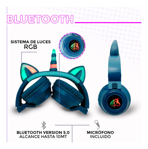 Aubricularess Inalambricos Bluetooth Infaltil Nena Unicornio Azul
