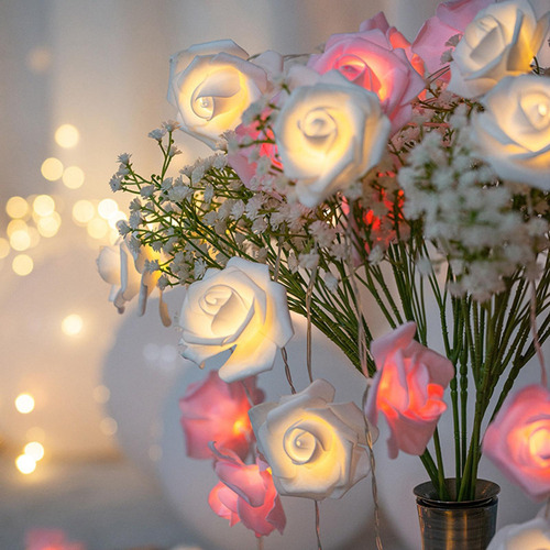 Luz De Cadena De Rosas Led, Luces De Flores Artificiales,