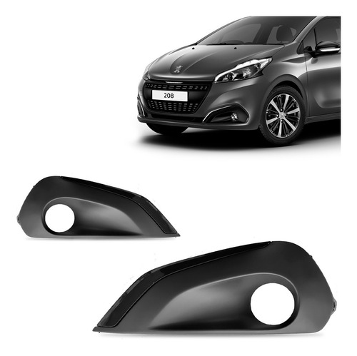 Grade Moldura Milha Peugeot 208 2017 A 20 Preto Com Furo