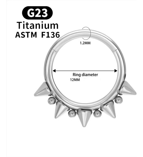 Piercing Arete Picos Punk Titanio G23 Astm F136 Unisex