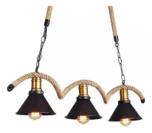 Lámpara Triple Cáñamo Rustica 
