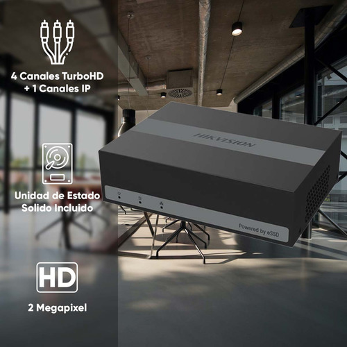 Hikvision Dvr 4 Canales Turbohd + 1 Canal Ip 2 Megapixel Ds-e04hghi-b Unidad De Estado Solido Incluido Con Tecnología Acusense Lite Evita Falsas Alarmas Diseño Ultra Compacto Extra Silencioso 15 Días