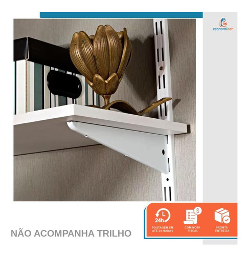 Kit 6 Un Suporte Trilho Duplo Branco Starfer 27cm