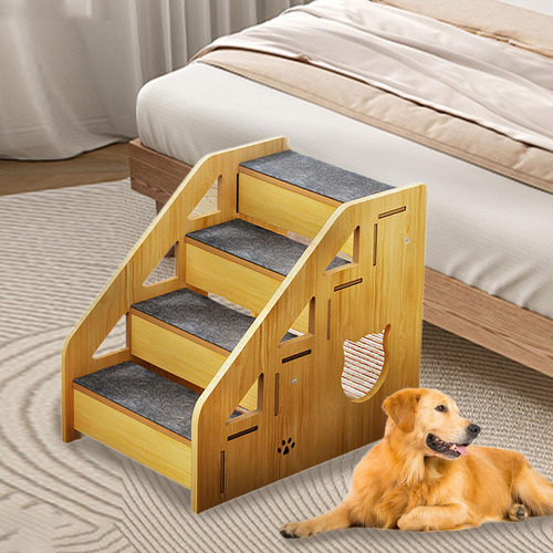 Escaleras De Madera Para Mascotas, 4 Escalones, Rampa Para