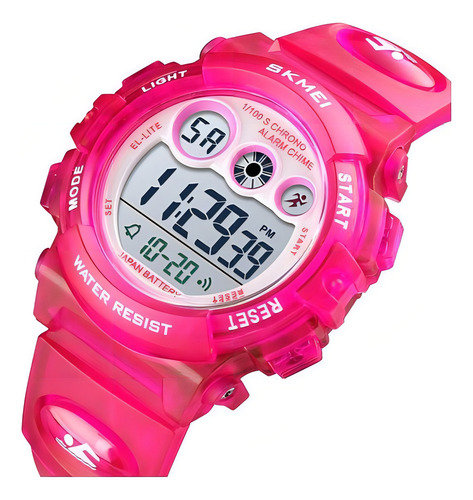 Reloj Skmei 1451 Niños Deportivo Digital Sumergible Rosa Blanco