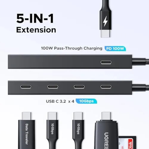 Ugreen Hub Usb C De 100 W Y 10 Gbps - Adaptador 5