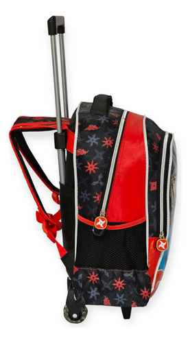 Mochila De Carrinho Escolar Menino Ninja Grande Reforçada Cor Vermelha