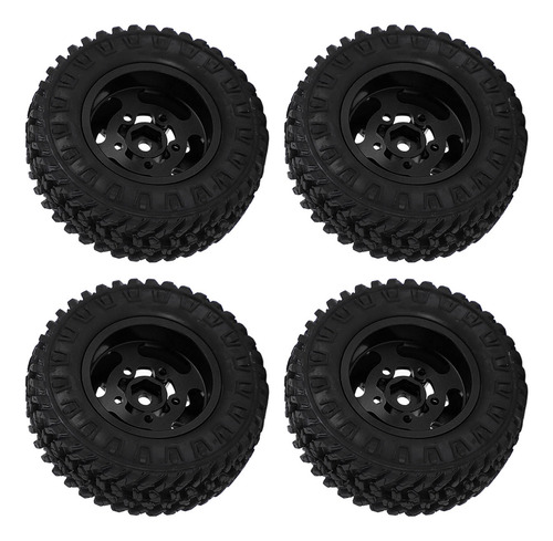 Juego De Neumáticos Y Llantas Rc Negros Y Negros Para Coche