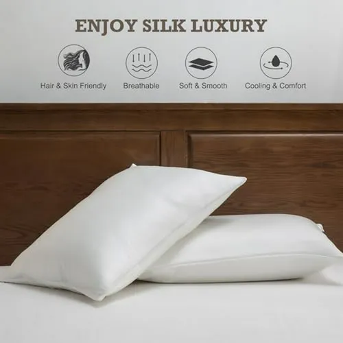 Set De 2 Fundas De Almohada 100% Seda De Mora Para Cabello Y