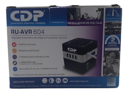 Regulador De Voltaje Cdp Avr 604 4 Tomas De Corriente Usb