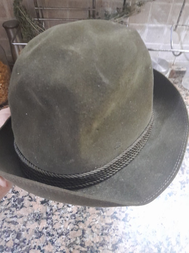 Sombrero Antiguo Fedora Velvet Green Impecable 