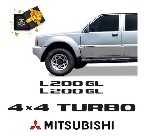 Adesivo L200 Gl 4x4 Turbo 2001/2002 Emblema Mitsubishi Preto