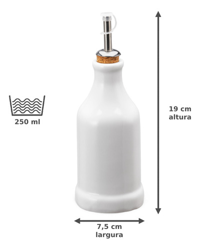 Porta Azeite E Vinagre De Porcelana 250 Ml Bico Dosador Inox