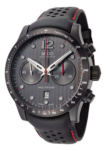 Relogio Mido M0256273606100 Multifort Automatico Cronografo Correia Preto Bisel Preto Fundo Preto
