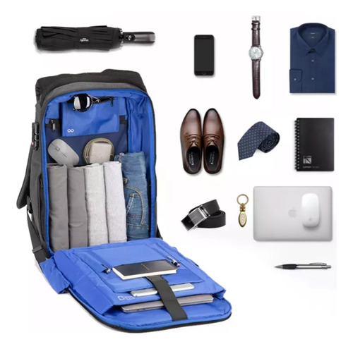 Mochila Com Trava E Senha Antifurto Uso Diário Impermeável Cor Cinza Desenho Do Tecido Liso