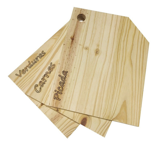 Tablas De Cocina ×3 Carnes Verduras Picada Color Marrón Carnes-verduras-picada