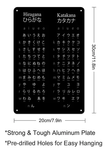Metal Tin Sign 8 X 12 Inch - Hiragana And Katakana - Poster