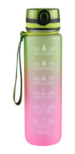 Imagen 2 de 10 de Bote Vaso De Agua Motivacional 1000 Ml Termo Cilindro Popote