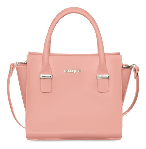 Bolsa tote Petite Jolie Love PJ5214 design liso de j-lástic   rosa-antiga com alça de ombro rosa-antigo alças de cor rosa-antigo e ferragens metal