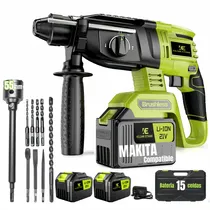 Comprar Taladros Rotomartillo Cincelador Perforador Industrial Inalámbrica profesional 3 Modos Sdsplus Kilian Ethan 2*15 celdas baterías Martillos Demoledores Perforador 3 en 1 abrir Agujeros 55mm Verde