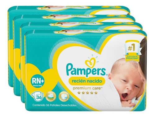 4 Paquetes Pañales (144u.) Pampers Recien Nacidos Rn+