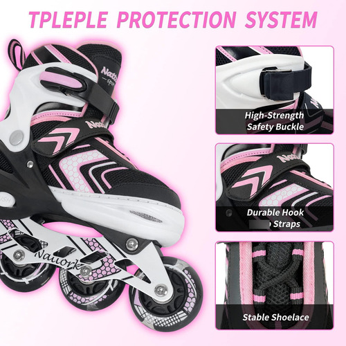 Patines En Línea Ajustables Con Ruedas De Luz Para Niños Talla De Los Patines 0 Mm Rosado
