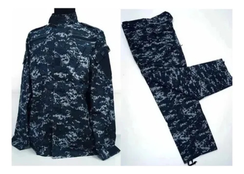 Uniforme Tactico Azul Pixelado Chaqueta Y Pantalon Ejercito L