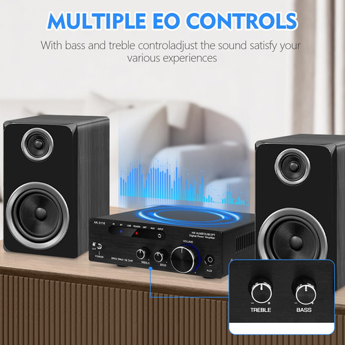 Amplificador De Audio Hifi 100w X2 Bluetooth 5.3 Clase D Color 0 W