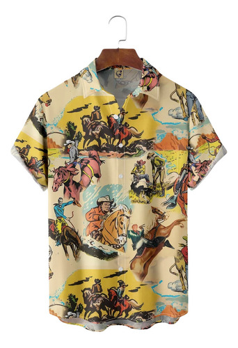 Camisa Hawaiana Unisex Con Ilustración De Caballo, Camisa De