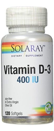 Solaray Vitamina D-3  400 iu  120 °cápsulas De Gel