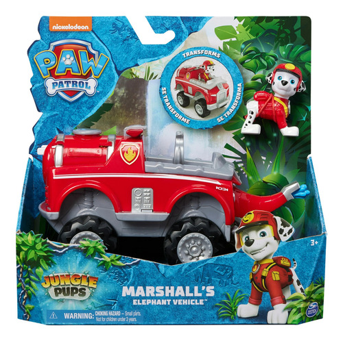 Vehiculo Jungla Paw Patrol Elefante Con Figura De Marshall Color Rojo