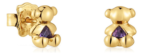 Aros Oso Con Baño De Oro 18 Kt Sobre Plata Bold Bear Color Dorado