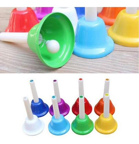 Juego De Campanas De Mano, Percusión Colorida, Notas, 8 Kits