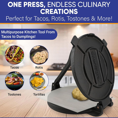 Prensa De Tortilla De Hierro Fundido De 10 Pulgadas Con 100