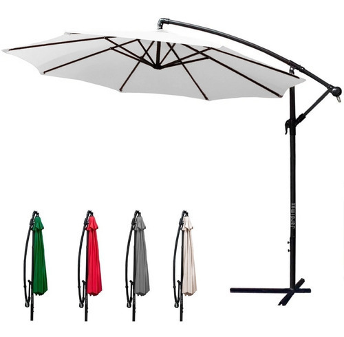 Guarda-chuva Interperie de jardim branco com pedestal lateral de 3 m