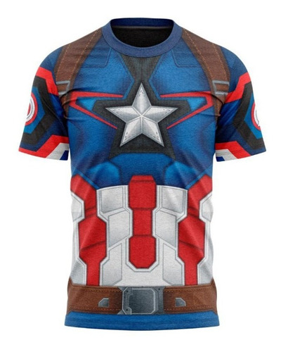 Imagem 1 de 4 de Capitão América- Camiseta Infantil - Tecido Dryfit