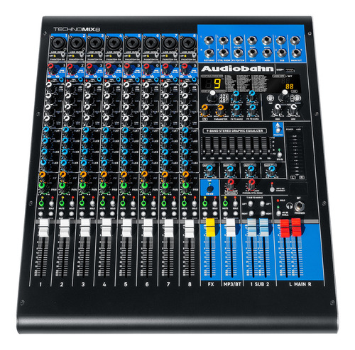 Mezcladora Profesional De 8 Canales Audiobahn Technomix8
